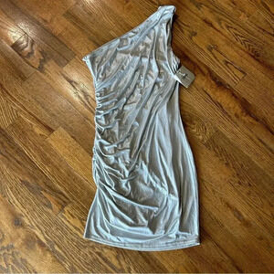 ASOS Women’s Size 8 Silver Shimmer One Shoulder Mini Dress NWT